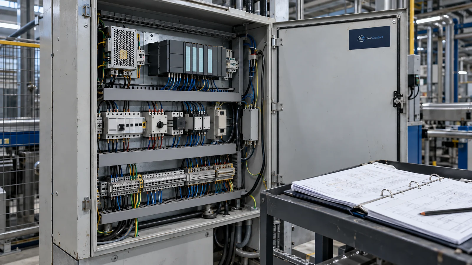 Istniejąca szafa sterownicza z dokumentacją elektryczną przygotowaną do inwentaryzacji